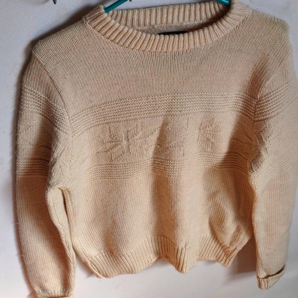 Vintage Alps Rugged Outdoors Ladies Medium Knit Sweater Snowflake Crewneck - Picture 3 of 8